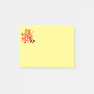 Post-it® Fleurs aquarelles Pêche et Jaune