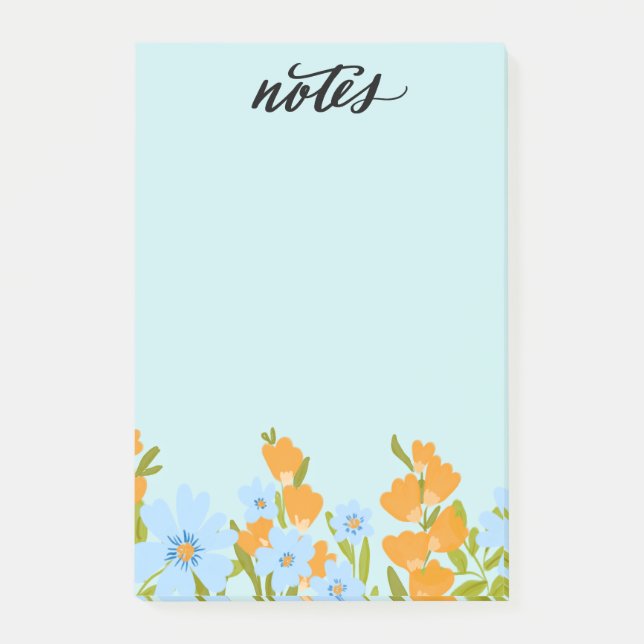 Post-it® Fleurs bleues et jaunes Notes (Devant)