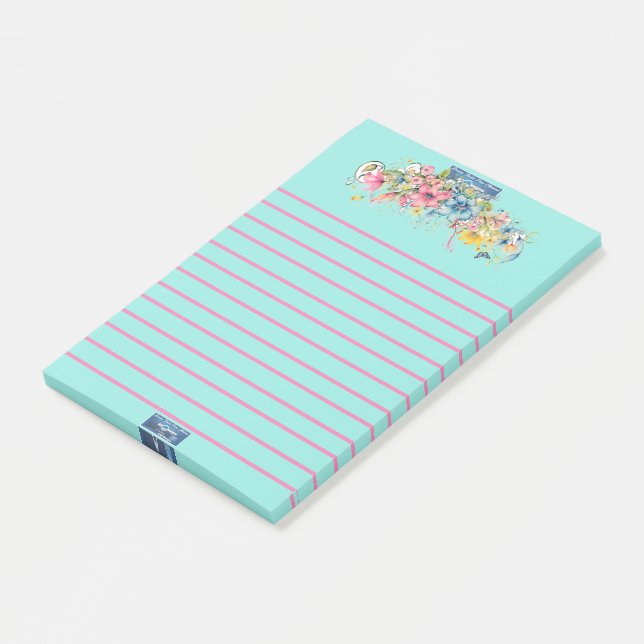 Post-It (Fleurs Bleues-Notes)RFPMDesigns©️2024 (Incliné)