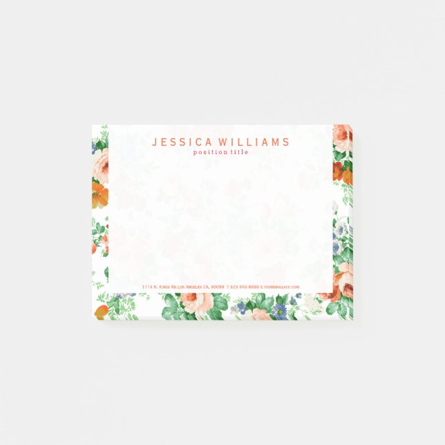 Post-it® Fleurs colorées et motif Rose (Devant)