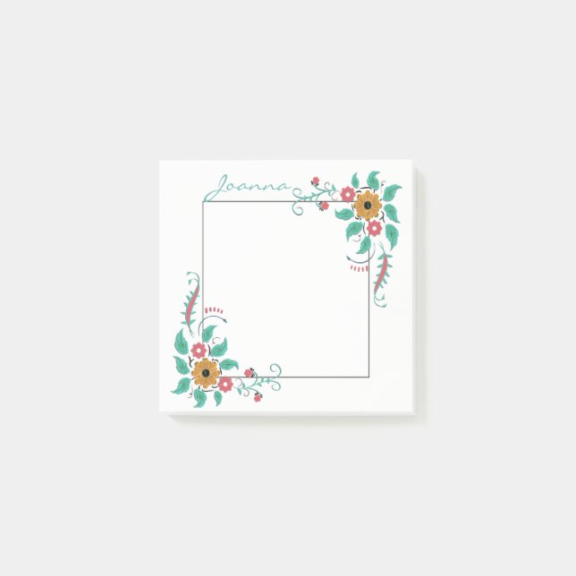 Post-it® Fleurs colorées sur le cadre (Devant)