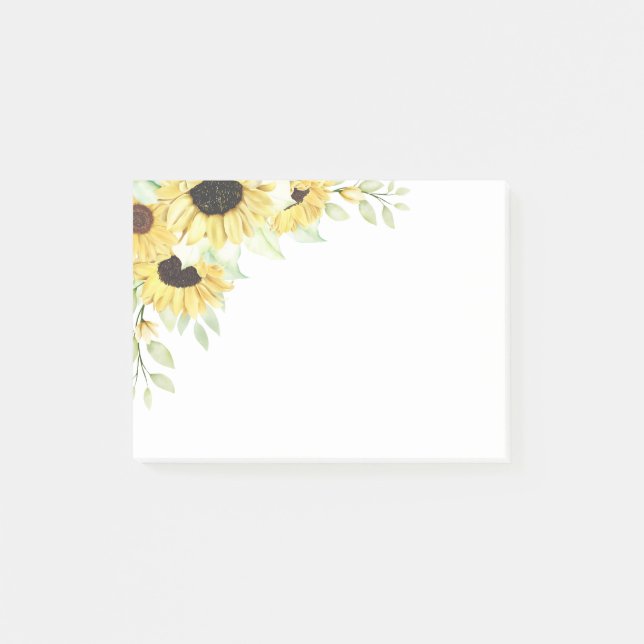 Post-it® Fleurs d'aquarelle de tournesol Fleurs florales ja (Devant)