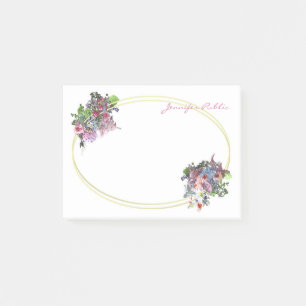 Post-it® Fleurs d'aquarelle Modèle de cadre d'or