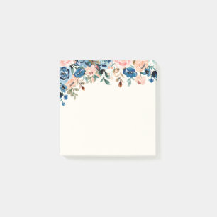 Post-it® Fleurs d'aquarelle rose et bleu