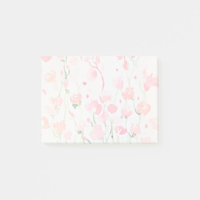 Post-it® Fleurs d'aquarelle rose et verte délicates (Devant)