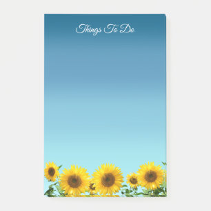 Post-it® Fleurs de soleil élégantes sur Sky Blue