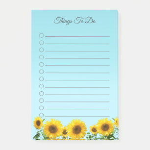 Post-it® Fleurs de soleil élégantes sur Sky Blue choses à f
