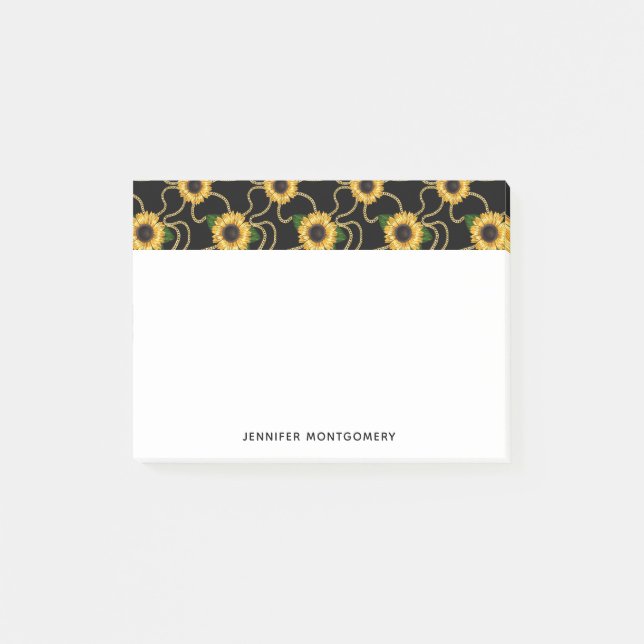 Post-it® Fleurs de soleil jaunes élégantes Motif élégant su (Devant)
