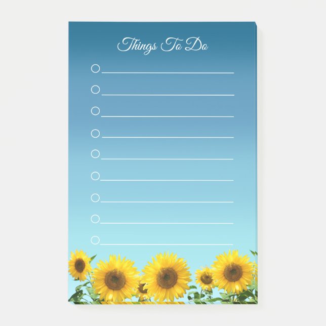 Post-it® Fleurs de soleil sur Sky Blue choses à faire Linke (Devant)