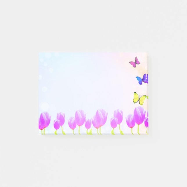 Post-it® Fleurs de tulipes violettes et papillons (Devant)