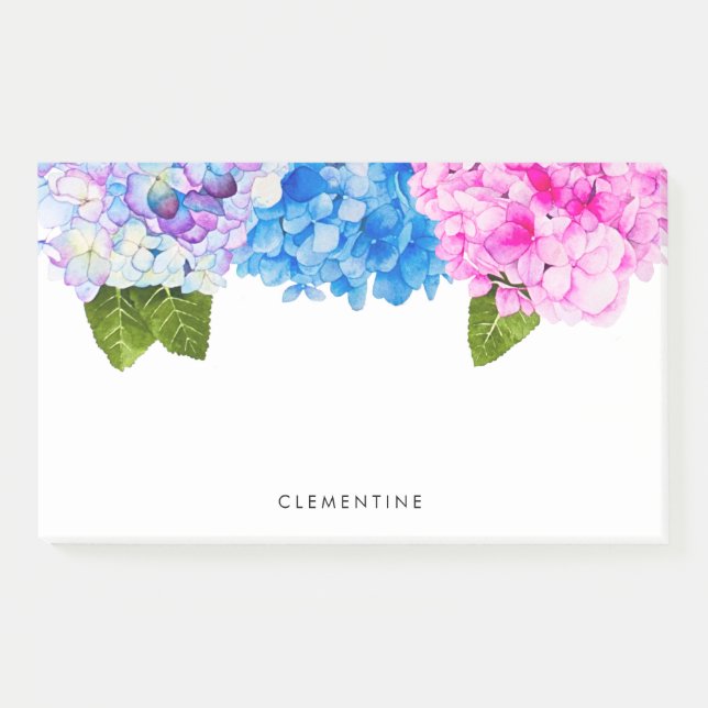 Post-it® Fleurs d'hortensia, aquarelle, personnalisée (Devant)