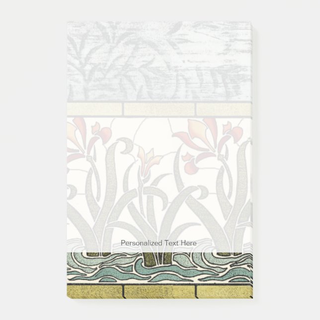 Post-it® Fleurs en verre souillé avec la frontière bronzage (Devant)