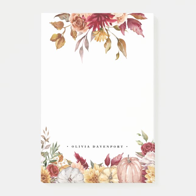 Post-it® Fleurs et Citrouilles rustiques tombent Post-It No (Devant)