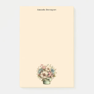 Post-it® Fleurs fantaisistes dans un pot de planteur mignon