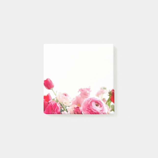 Post-it® Fleurs florales sur mesure Roses Aquarelle blanche (Devant)