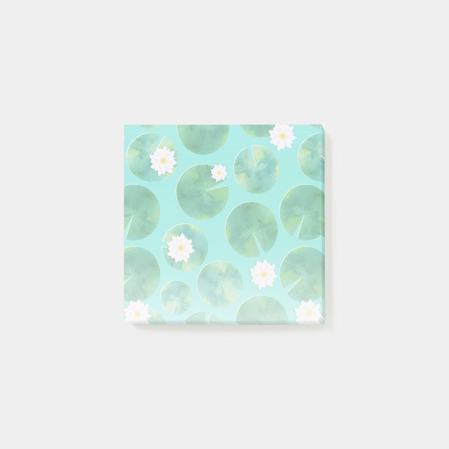 Post-it® Fleurs Lys d'Eau Blanche & Motif Lily Pad (Devant)