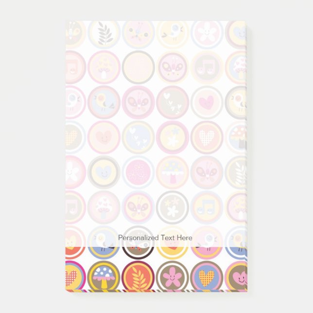 Post-it® fleurs mignonnes, oiseaux, coeur motif (Devant)