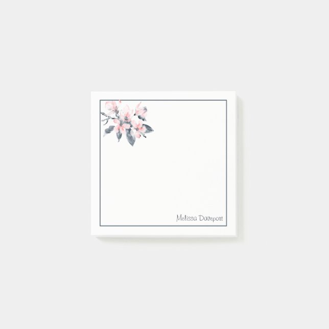 Post-it® Fleurs rose et gris Aquarelle classique (Devant)