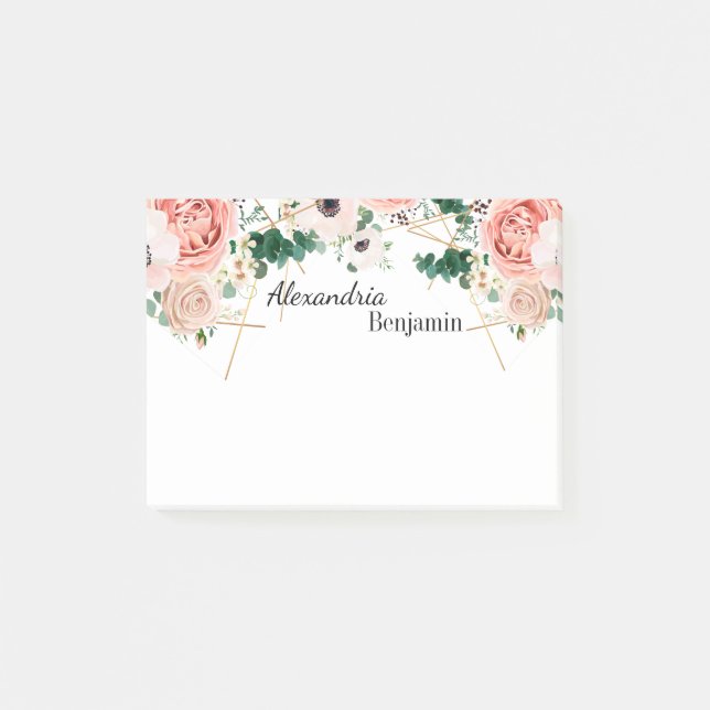 Post-it® Fleurs roses élégantes Aquarelle Florale Personnal (Devant)