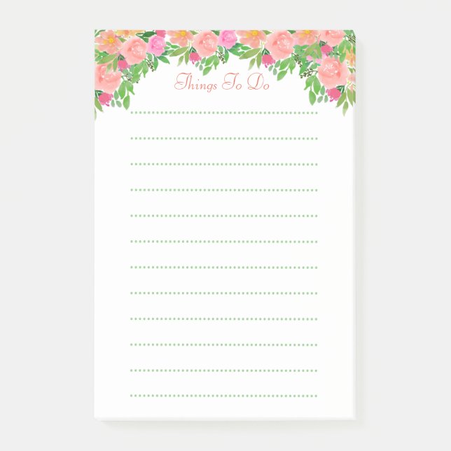 Post-it® Fleurs roses mignonnes d'aquarelle Liées (Devant)