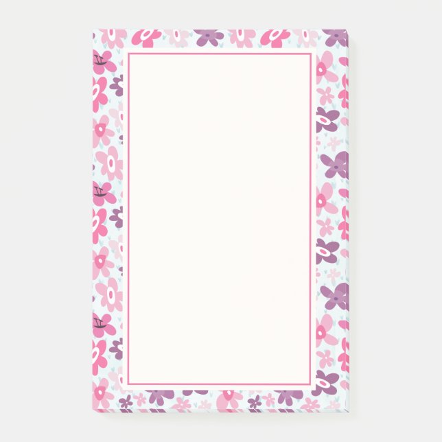 Post-it® Fleurs roses mignonnes Motif Whimsical (Devant)