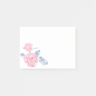 Post-it® Fleurs roses roses encrées billet d'art il note