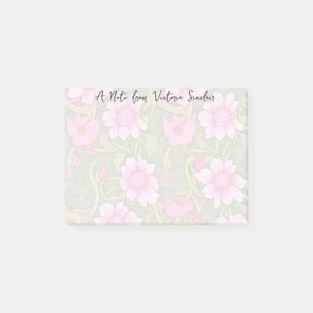 Post-it® Fleurs roses stylisées Foliage vert (Devant)