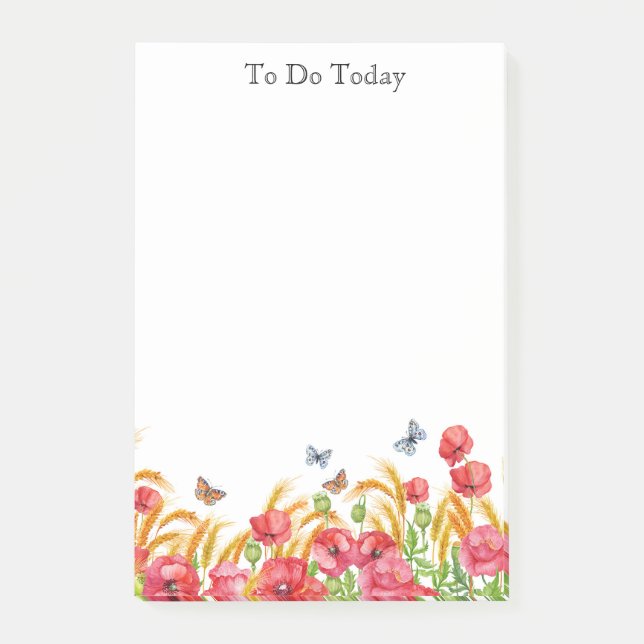Post-it® Fleurs rouges / Poppies et papillons Publier la no (Devant)