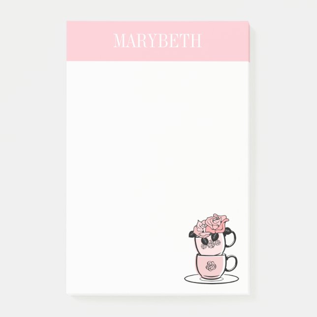Post-it® Fleurs Tea Teacup Personnalisées Post-It Notes (Devant)