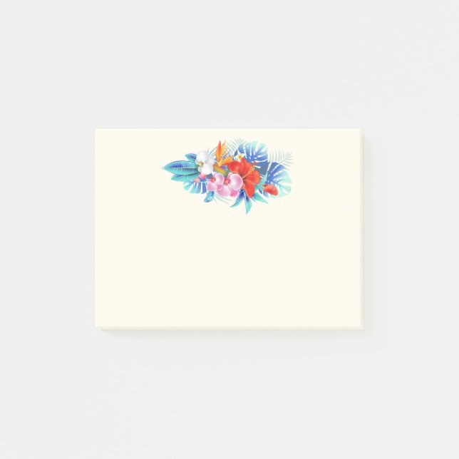 Post-it® Fleurs tropicales exotiques en rose et turquoise (Devant)