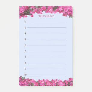 Post-it® Fleurs tropicales Rose Dorée sur une Liste Bleu Cl