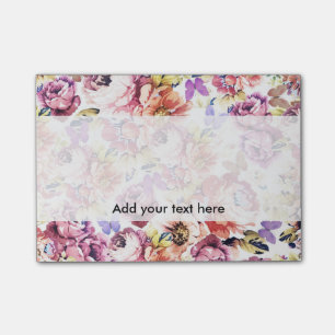 Post-it® Fleurs vintages de roses de rose de papillon de