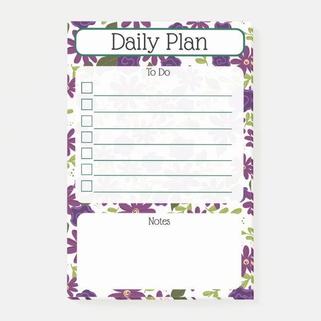 Post-it® Floral Daily Planning Checklist Notepad (Devant)