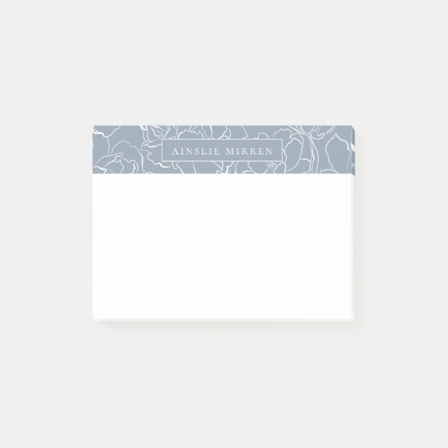 Post-it® Floral de bleu poussiéreux simplement personnalisé (Devant)