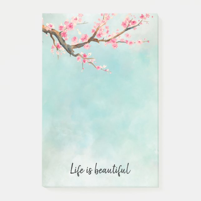 Post-it® Floral de fleurs de cerisiers roses d'Aqua (Devant)