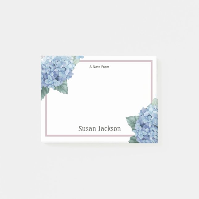 Post-it® Floral Hydrangea rose et bleu Personnalisé  (Devant)