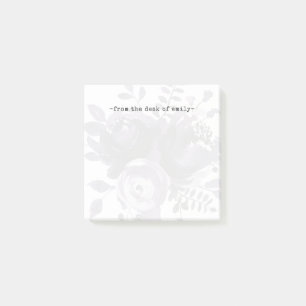 Post-it® Floral mauve doux sous couvert blanc et nom
