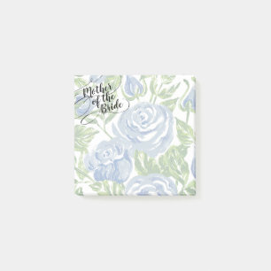 Post-it® Floral Mère de la mariée Moderne Script Rose bleu