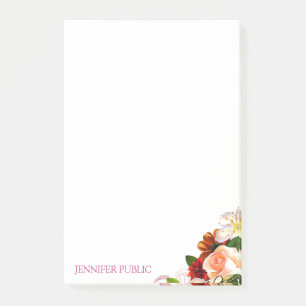 Post-it® Floral Moderne Fleurs Modèles Rose Aquarelle