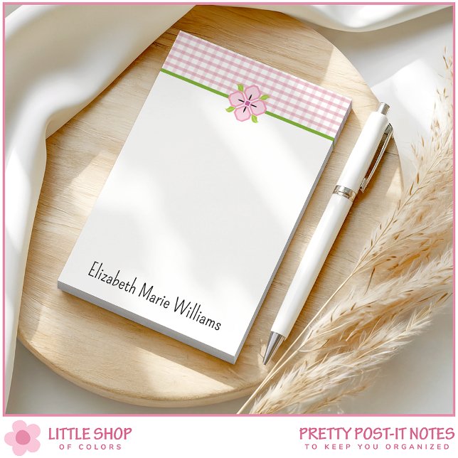 Post-it® Floral rose En vichy personnalisé (Créateur téléchargé)