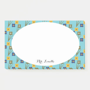 Post-it® Floral Teacher Aqua Nom personnalisé