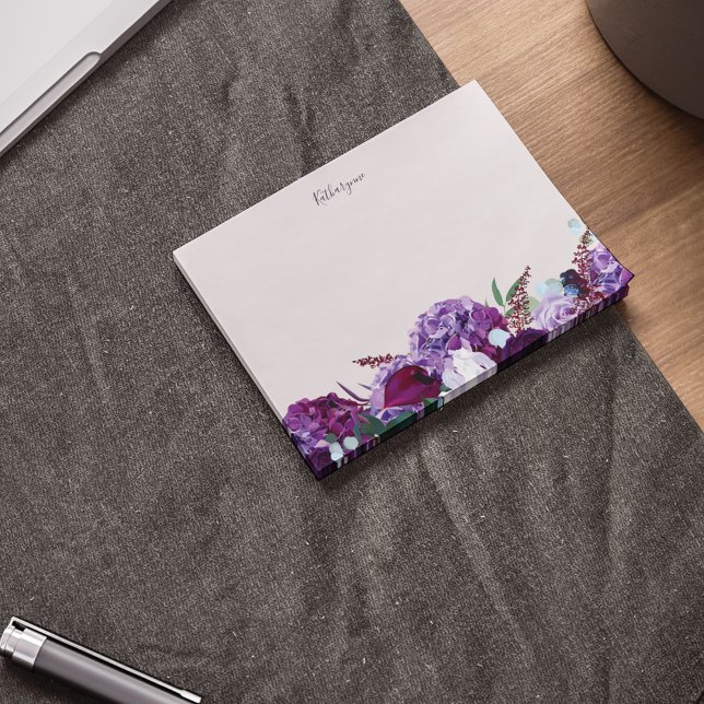 Post-it® Floral violet moderne personnalisé (Purple Floral Custom Post-It Note)