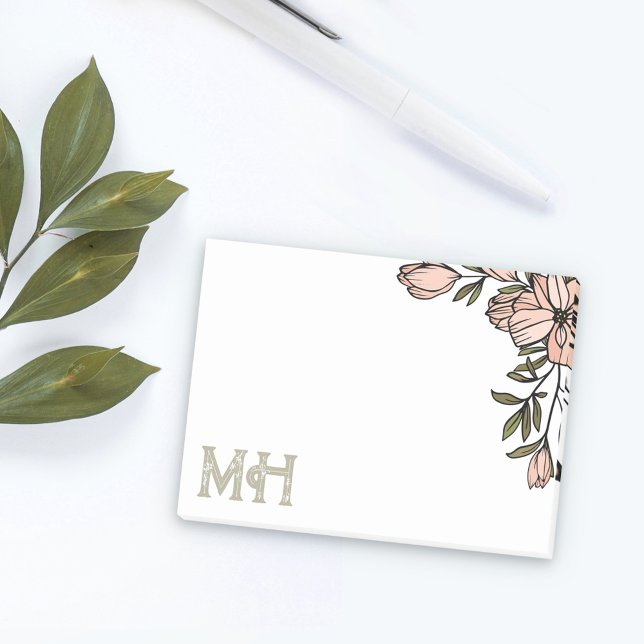 Post-it® Florales floues Initiales d'Olivier déçues (Créateur téléchargé)