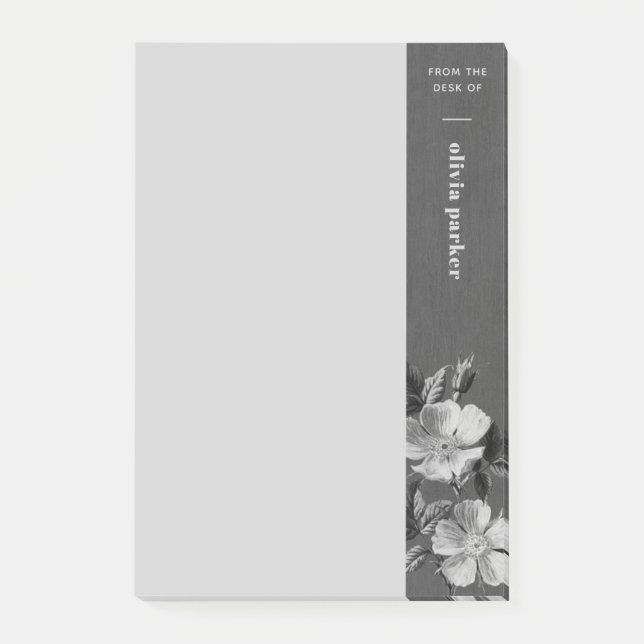 Post-it® Flore monochromatique grise Notes florales (Devant)