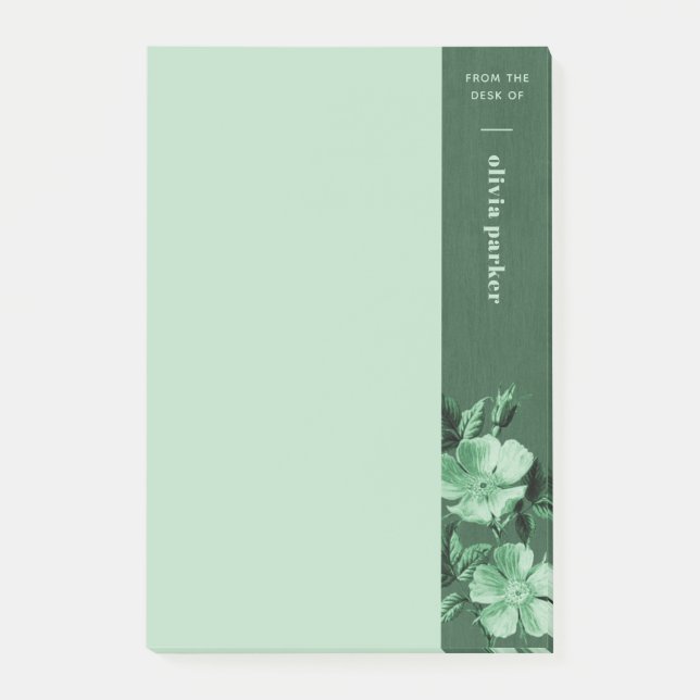 Post-it® Flore monochromatique verte Notes florales (Devant)