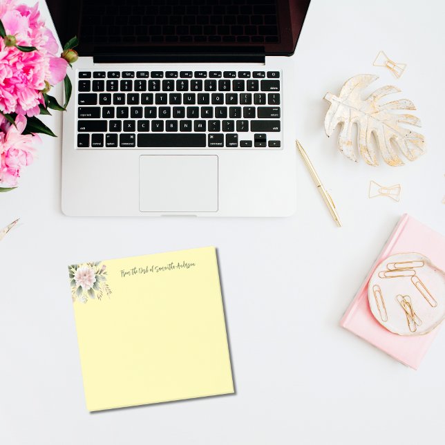 Post-it® Flore rose vert personnalisé du bureau de (Créateur téléchargé)