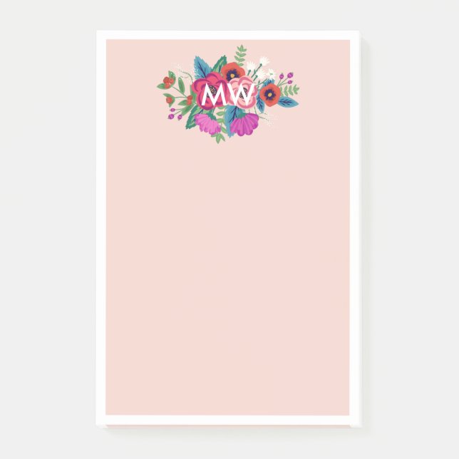 Post-it® Flores de Boho pourpres blanchies (Devant)