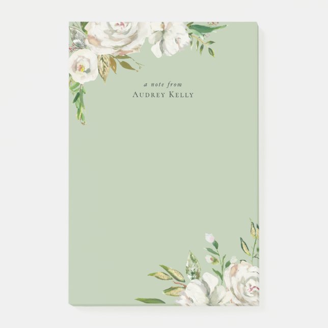 Post-it® Flores dorées Personnalisées Monogrammes (Devant)