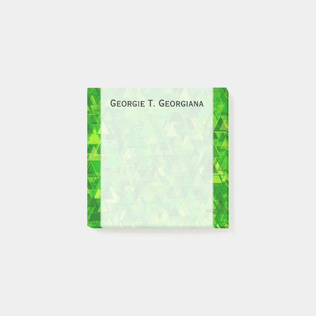 Post-it® "Forêt" de forme triangulaire verte Motif + nom (Devant)