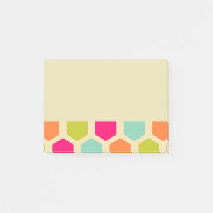 Post-it® Formes d'hexagone en Motif de couleurs Vintages